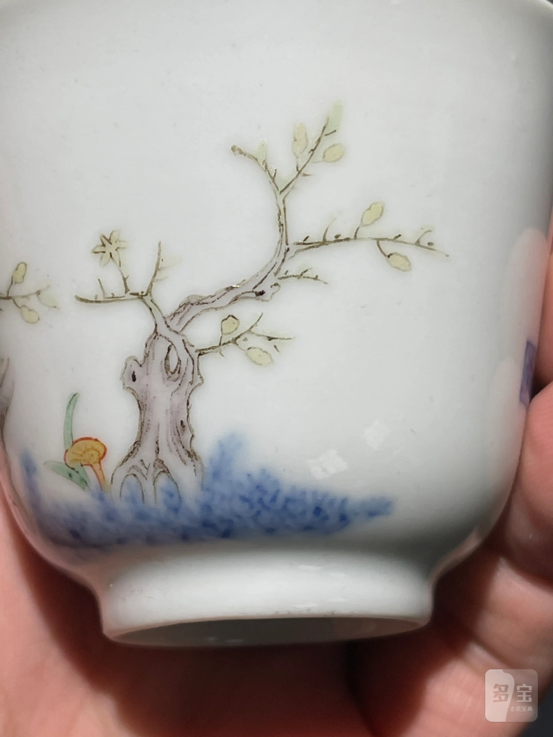 清光绪 仿康熙青花加彩花神杯 - 图6